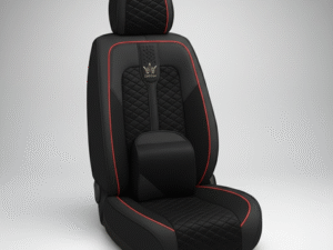 غلاف مقاعد باللون الاسود والخط الاحمر الفخم مع وسادتين طبية