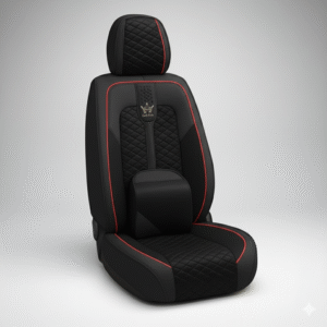 غلاف مقاعد باللون الاسود والخط الاحمر الفخم مع وسادتين طبية