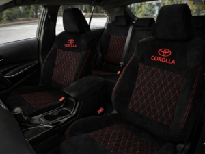 دوشمة كورلا هايبرد  لون اسود بتطريز احمر من القماش قالب بلادي