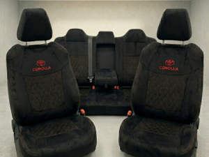 دوشمة كورلا هايبرد  لون اسود بتطريز احمر من القماش قالب بلادي